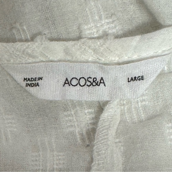 ACOS&A White Embroidered Trim Size Large White Shirt Blouse Top Tassel Pleats - Picture 11 of 14